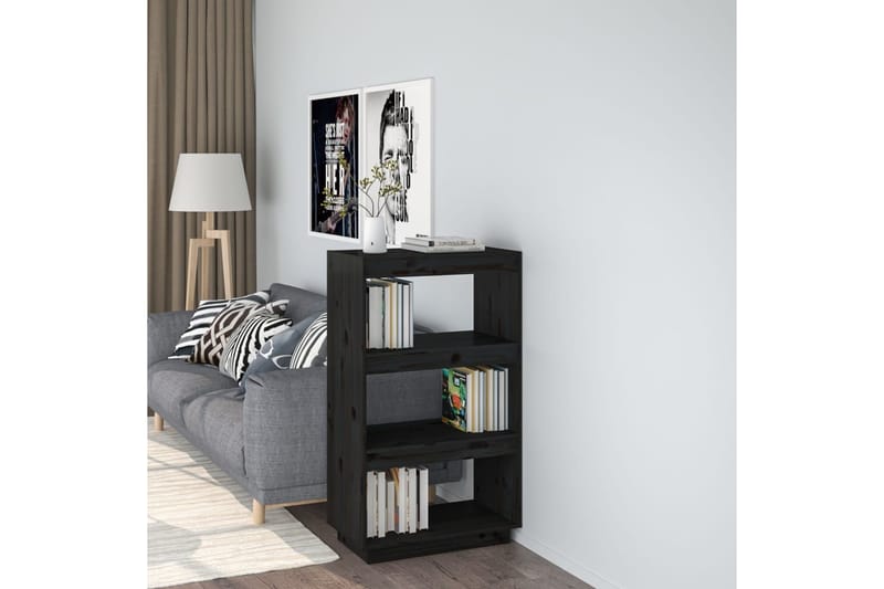 beBasic Kirjahylly/tilanjakaja musta 60x35x103 cm täysi mänty - Musta - Säilytys - Hylly - Kirjahylly
