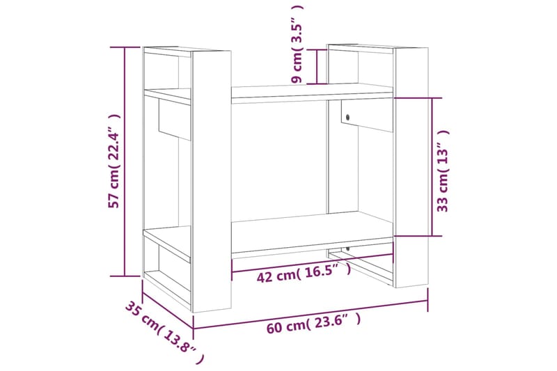 beBasic Kirjahylly/tilanjakaja musta 60x35x57 cm täysi mänty - Musta - Kirjahylly - Hylly