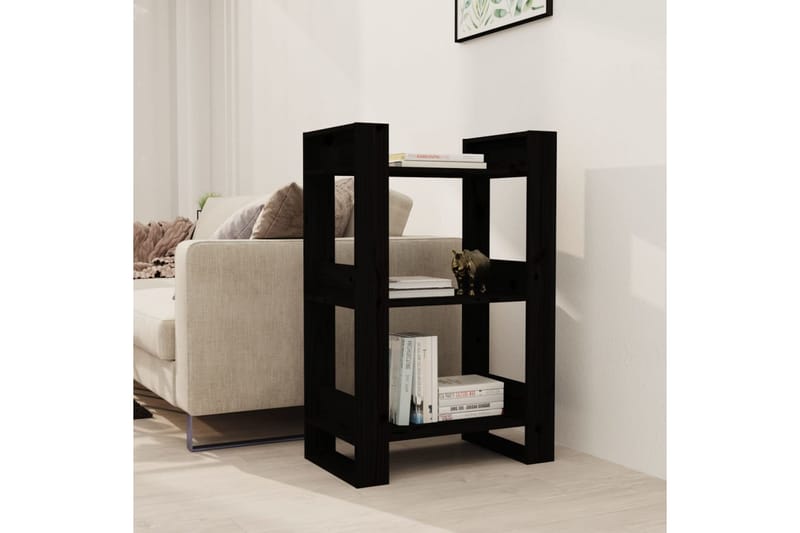 beBasic Kirjahylly/tilanjakaja musta 60x35x91 cm täysi mänty - Musta - Säilytys - Hylly - Kirjahylly