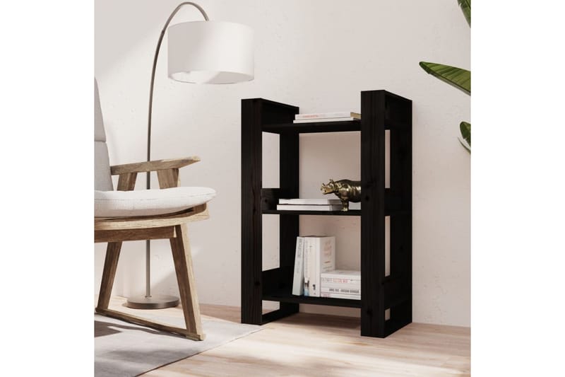 beBasic Kirjahylly/tilanjakaja musta 60x35x91 cm täysi mänty - Musta - Säilytys - Hylly - Kirjahylly