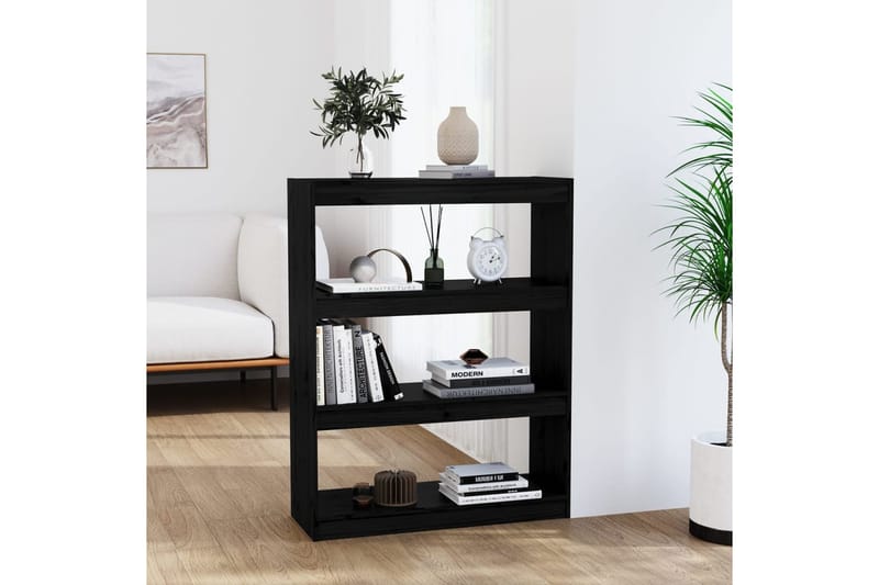 beBasic Kirjahylly/tilanjakaja musta 80x30x103,5 cm täysi mänty - Musta - Säilytys - Hylly - Kirjahylly