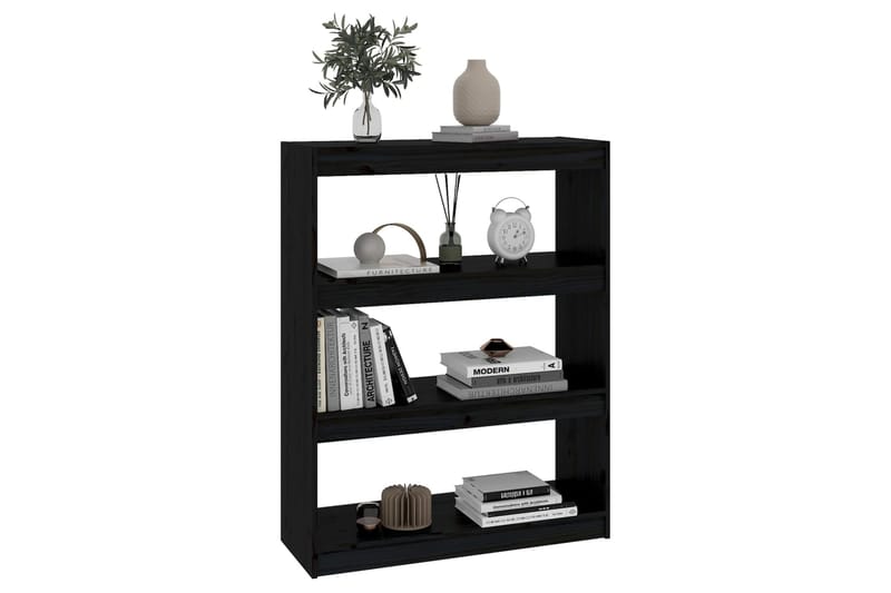 beBasic Kirjahylly/tilanjakaja musta 80x30x103,5 cm täysi mänty - Musta - Säilytys - Hylly - Kirjahylly