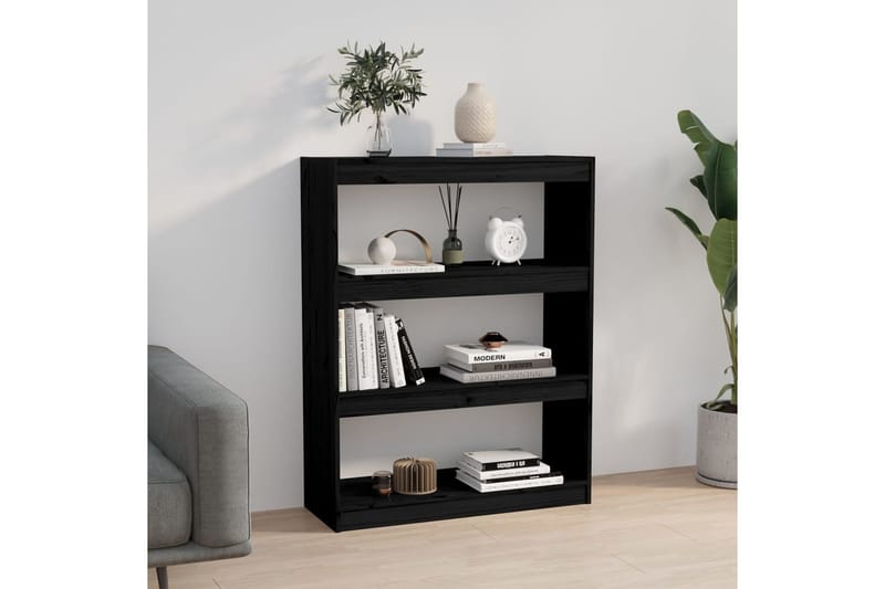 beBasic Kirjahylly/tilanjakaja musta 80x30x103,5 cm täysi mänty - Musta - Säilytys - Hylly - Kirjahylly