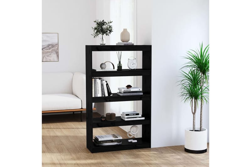 beBasic Kirjahylly/tilanjakaja musta 80x30x135,5 cm täysi mänty - Musta - Säilytys - Hylly - Kirjahylly