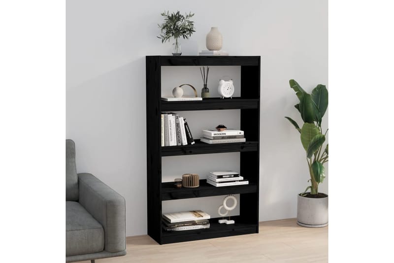 beBasic Kirjahylly/tilanjakaja musta 80x30x135,5 cm täysi mänty - Musta - Säilytys - Hylly - Kirjahylly