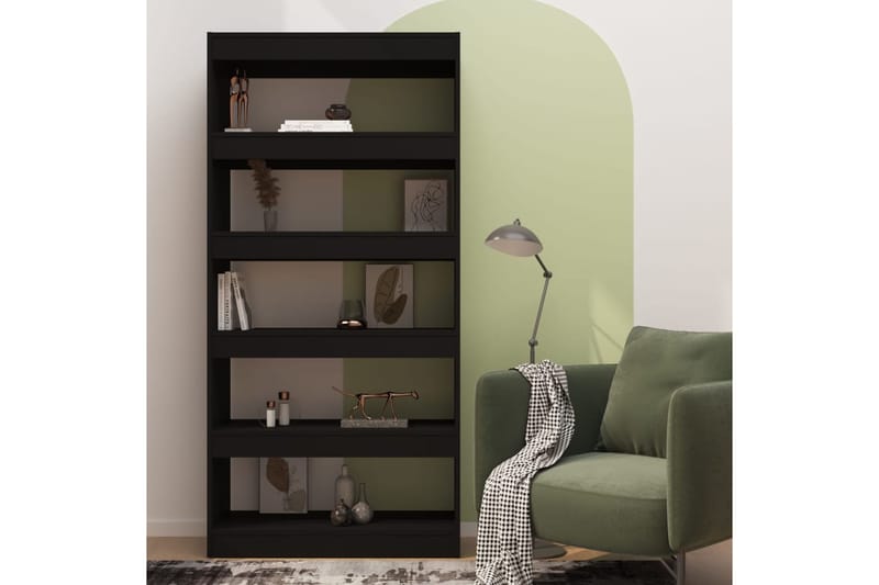 beBasic Kirjahylly/tilanjakaja musta 80x30x166 cm lastulevy - Musta - Säilytys - Hylly - Kirjahylly