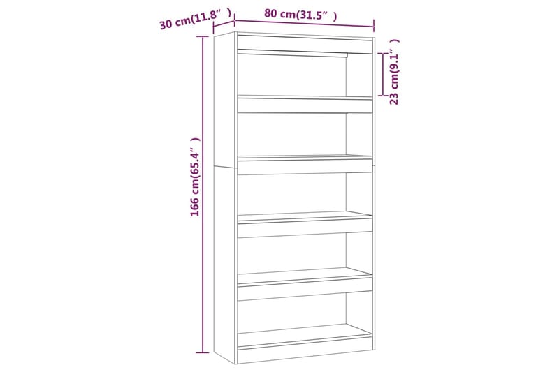 beBasic Kirjahylly/tilanjakaja musta 80x30x166 cm lastulevy - Musta - Kirjahylly - Hylly