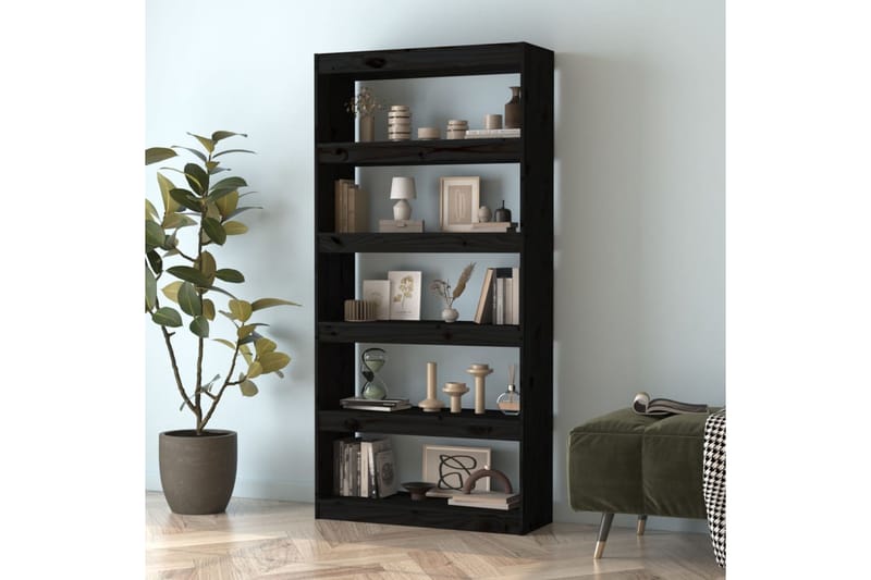 beBasic Kirjahylly/tilanjakaja musta 80x30x167,4 cm täysi mänty - Musta - Säilytys - Hylly - Kirjahylly
