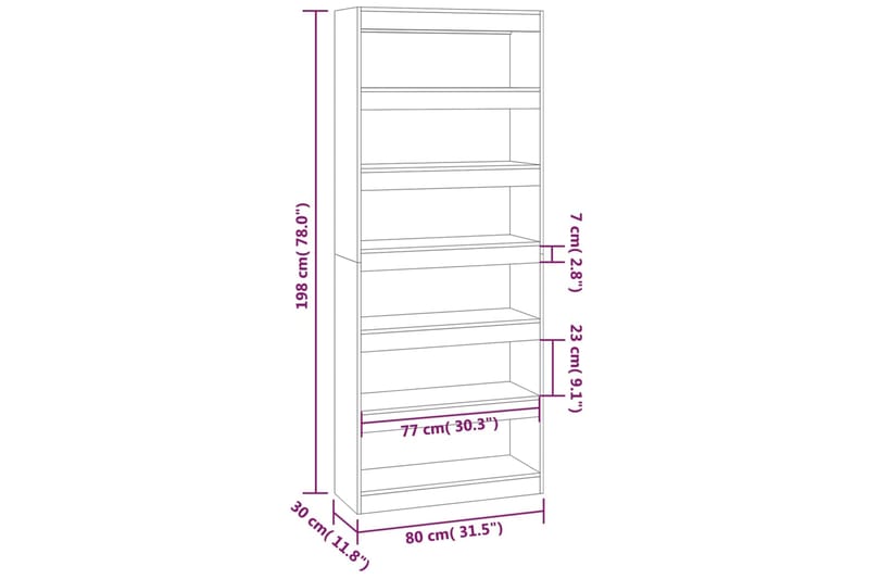 beBasic Kirjahylly/tilanjakaja musta 80x30x198 cm lastulevy - Musta - Säilytys - Hylly - Kirjahylly