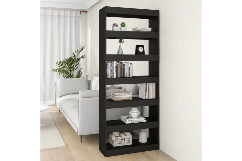 beBasic Kirjahylly/tilanjakaja musta 80x30x198 cm lastulevy - Musta - Säilytys - Hylly - Kirjahylly