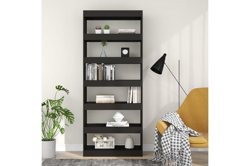 beBasic Kirjahylly/tilanjakaja musta 80x30x198 cm lastulevy - Musta - Säilytys - Hylly - Kirjahylly