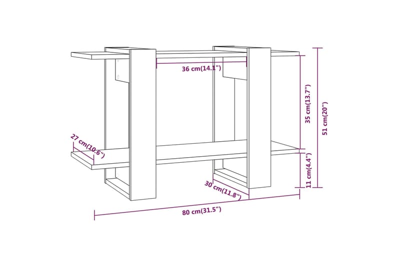 beBasic Kirjahylly/tilanjakaja musta 80x30x51 cm - Musta - Kirjahylly - Hylly