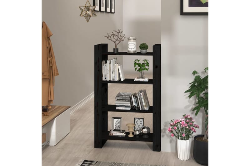 beBasic Kirjahylly/tilanjakaja musta 80x35x125 cm täysi mänty - Musta - Säilytys - Hylly - Kirjahylly