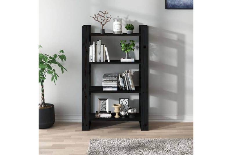 beBasic Kirjahylly/tilanjakaja musta 80x35x125 cm täysi mänty - Musta - Säilytys - Hylly - Kirjahylly