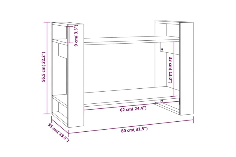 beBasic Kirjahylly/tilanjakaja musta 80x35x56,5 cm täysi mänty - Musta - Säilytys - Hylly - Kirjahylly
