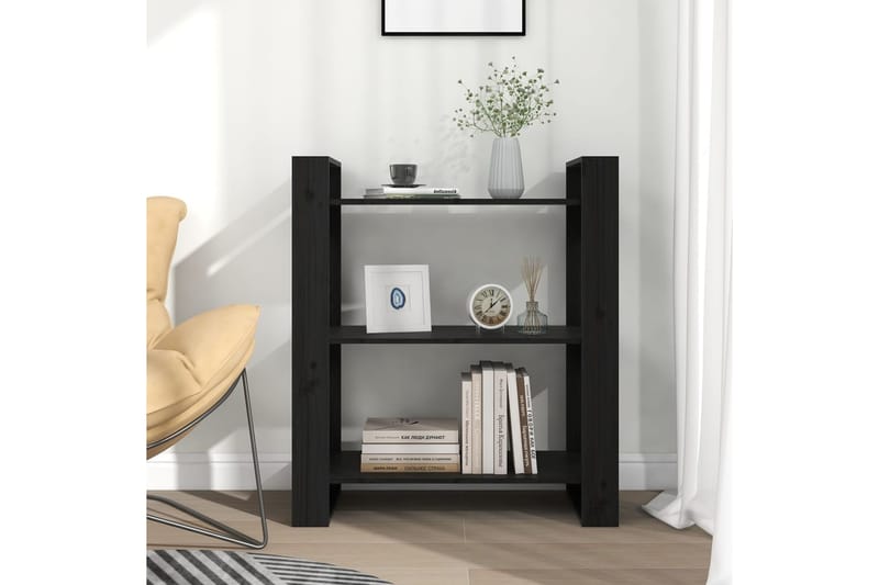 beBasic Kirjahylly/tilanjakaja musta 80x35x91 cm täysi mänty - Musta - Säilytys - Hylly - Kirjahylly