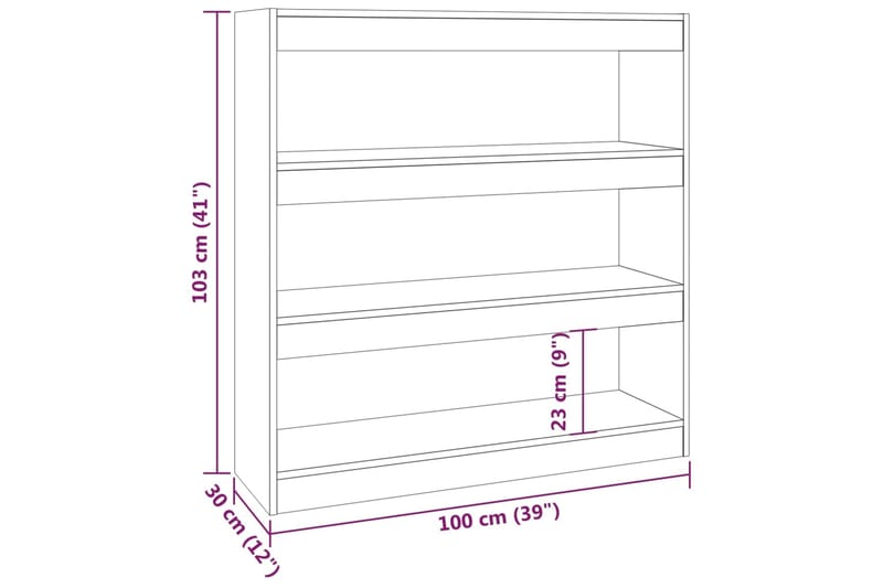 beBasic Kirjahylly/tilanjakaja savutammi 100x30x103 cm - Ruskea - Kirjahylly - Hylly