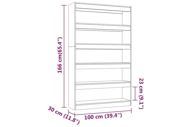 beBasic Kirjahylly/tilanjakaja savutammi 100x30x166 cm - Ruskea - Säilytys - Hylly - Kirjahylly