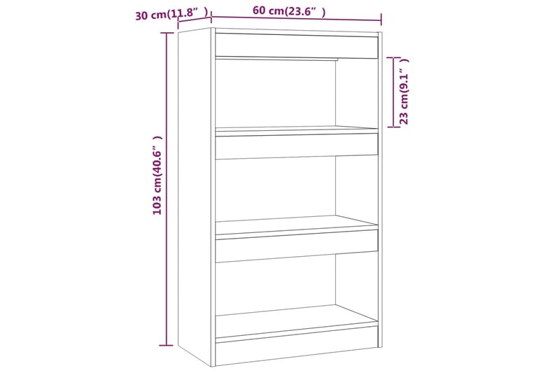 beBasic Kirjahylly/tilanjakaja savutammi 60x30x103 cm lastulevy - Ruskea - Säilytys - Hylly - Kirjahylly