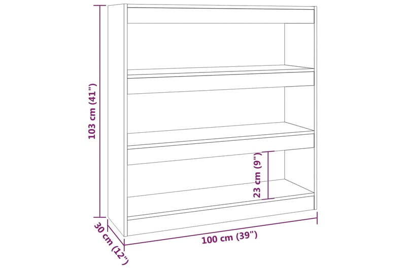 beBasic Kirjahylly/tilanjakaja valkoinen 100x30x103 cm - Valkoinen - Kirjahylly - Hylly