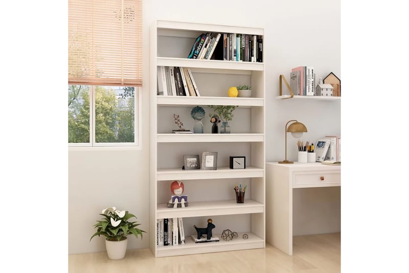 beBasic Kirjahylly/tilanjakaja valkoinen 100x30x200 cm täysi mänty - Valkoinen - Säilytys - Hylly - Kirjahylly