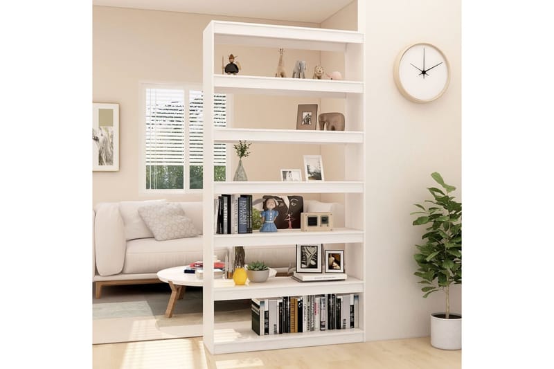 beBasic Kirjahylly/tilanjakaja valkoinen 100x30x200 cm täysi mänty - Valkoinen - Säilytys - Hylly - Kirjahylly
