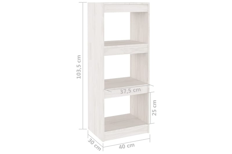 beBasic Kirjahylly/tilanjakaja valkoinen 40x30x103,5 cm täysi mänty - Valkoinen - Säilytys - Hylly - Kirjahylly