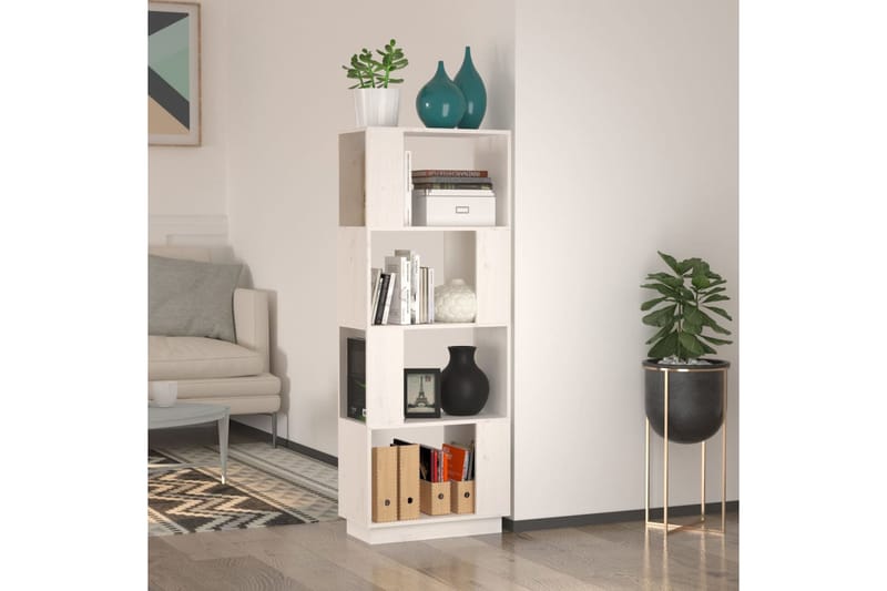 beBasic Kirjahylly/tilanjakaja valkoinen 51x25x132 cm täysi mänty - Valkoinen - Säilytys - Hylly - Kirjahylly