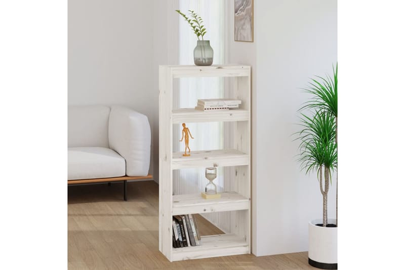 beBasic Kirjahylly/tilanjakaja valkoinen 60x30x135,5 cm täysi mänty - Valkoinen - Säilytys - Hylly - Kirjahylly