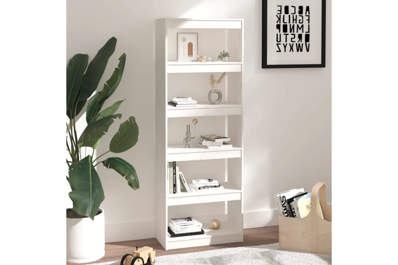 beBasic Kirjahylly/tilanjakaja valkoinen 60x30x167,5 cm täysi mänty - Valkoinen - Säilytys - Hylly - Kirjahylly
