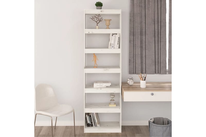 beBasic Kirjahylly/tilanjakaja valkoinen 60x30x199,5 cm täysi mänty - Valkoinen - Säilytys - Hylly - Kirjahylly