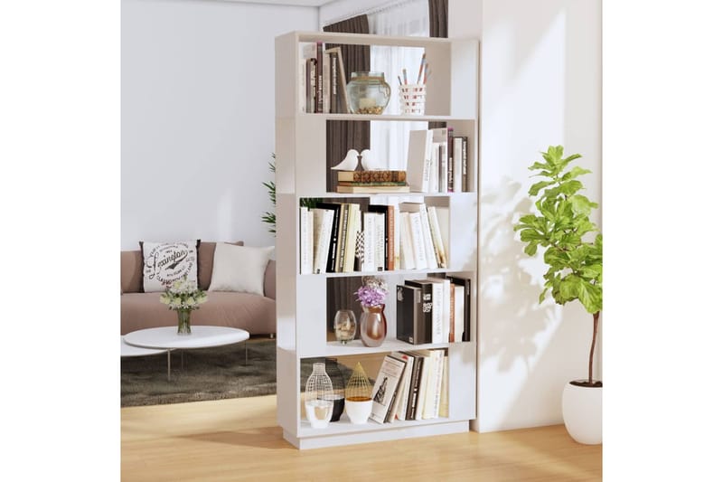beBasic Kirjahylly/tilanjakaja valkoinen 80x25x163,5 cm täysi mänty - Valkoinen - Säilytys - Hylly - Kirjahylly