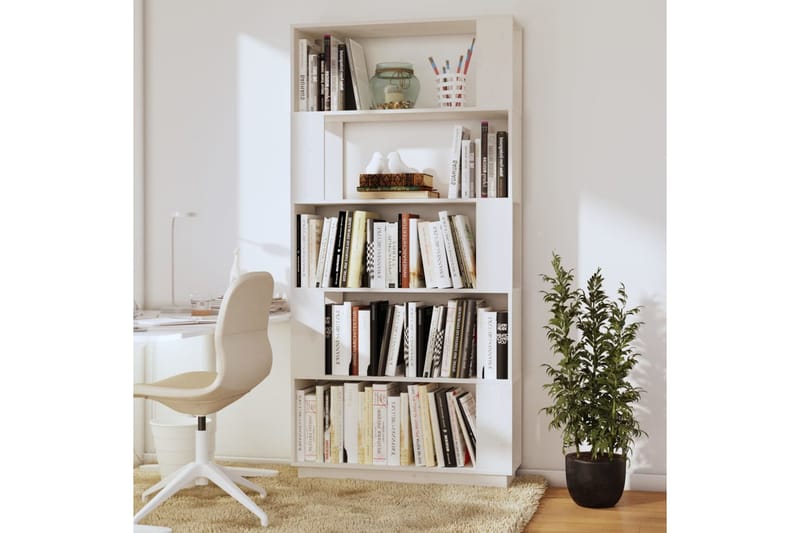 beBasic Kirjahylly/tilanjakaja valkoinen 80x25x163,5 cm täysi mänty - Valkoinen - Säilytys - Hylly - Kirjahylly