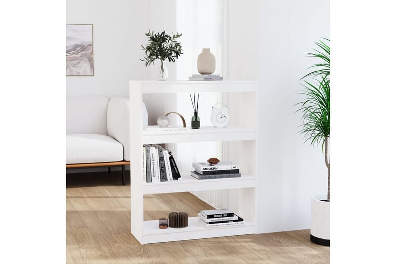 beBasic Kirjahylly/tilanjakaja valkoinen 80x30x103,5 cm täysi mänty - Valkoinen - Säilytys - Hylly - Kirjahylly