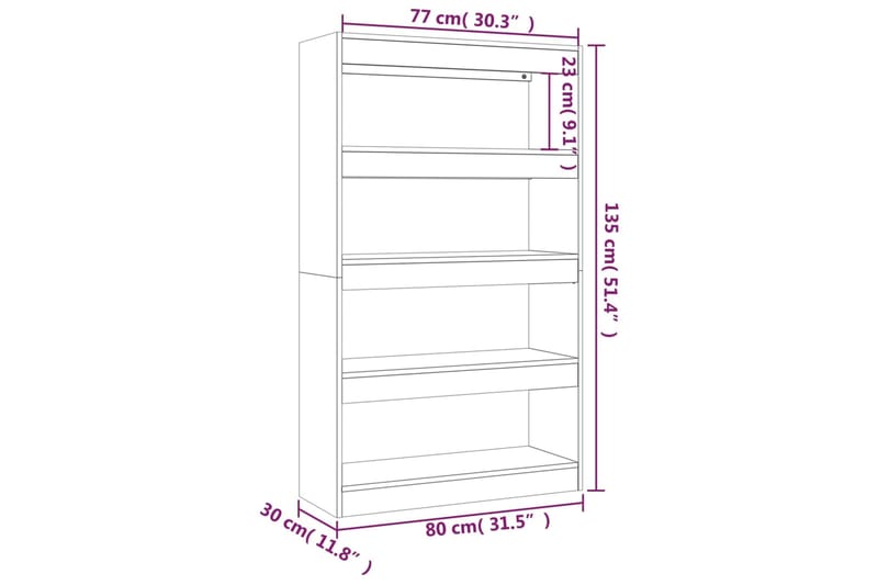 beBasic Kirjahylly/tilanjakaja valkoinen 80x30x135 cm lastulevy - Valkoinen - Säilytys - Hylly - Kirjahylly