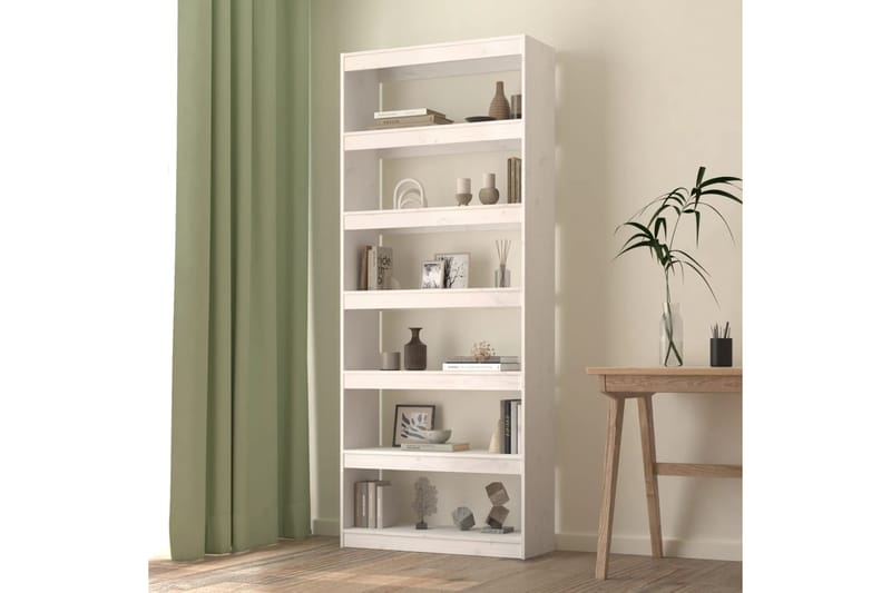 beBasic Kirjahylly/tilanjakaja valkoinen 80x30x199,5 cm täysi mänty - Valkoinen - Säilytys - Hylly - Kirjahylly