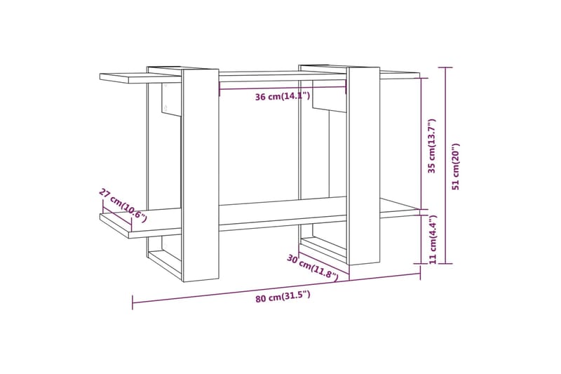beBasic Kirjahylly/tilanjakaja valkoinen 80x30x51 cm - Valkoinen - Säilytys - Hylly - Kirjahylly