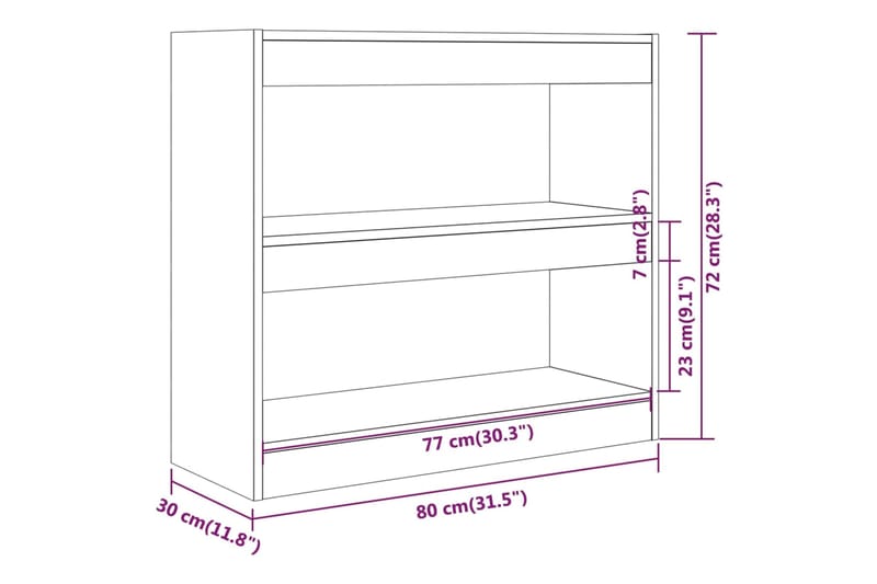 beBasic Kirjahylly/tilanjakaja valkoinen 80x30x72 cm - Valkoinen - Säilytys - Hylly - Kirjahylly