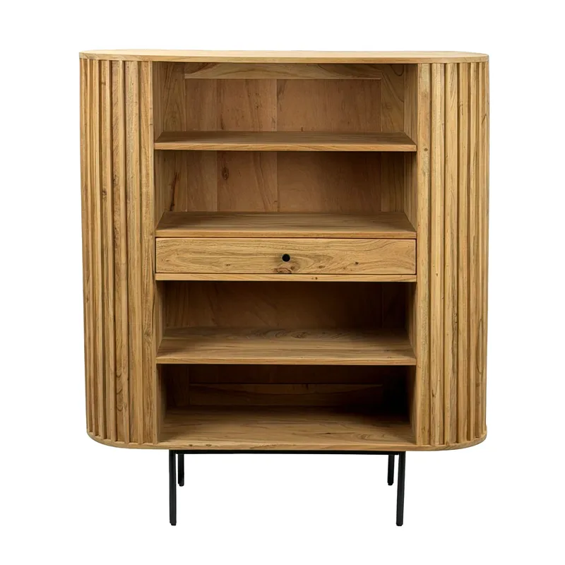 Belilo-kirjahylly 105 cm rimasomisteinen, luonnollinen lämmin hunajanruskea ja musta