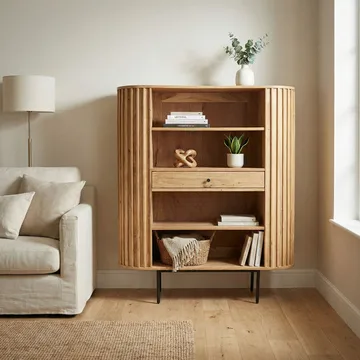 Belilo-kirjahylly 105 cm rimasomisteinen - luonnollinen lämmin hunajanruskea ja musta - Säilytys - Hylly - Kirjahylly