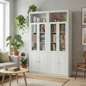 Bokhylla Loft24 Valkoinen Puu - Valkoinen - Säilytys - Vaatesäilytys - Vaatekaappi - Vaatekaapin ovi - Vaatekaapin taitto-ovi
