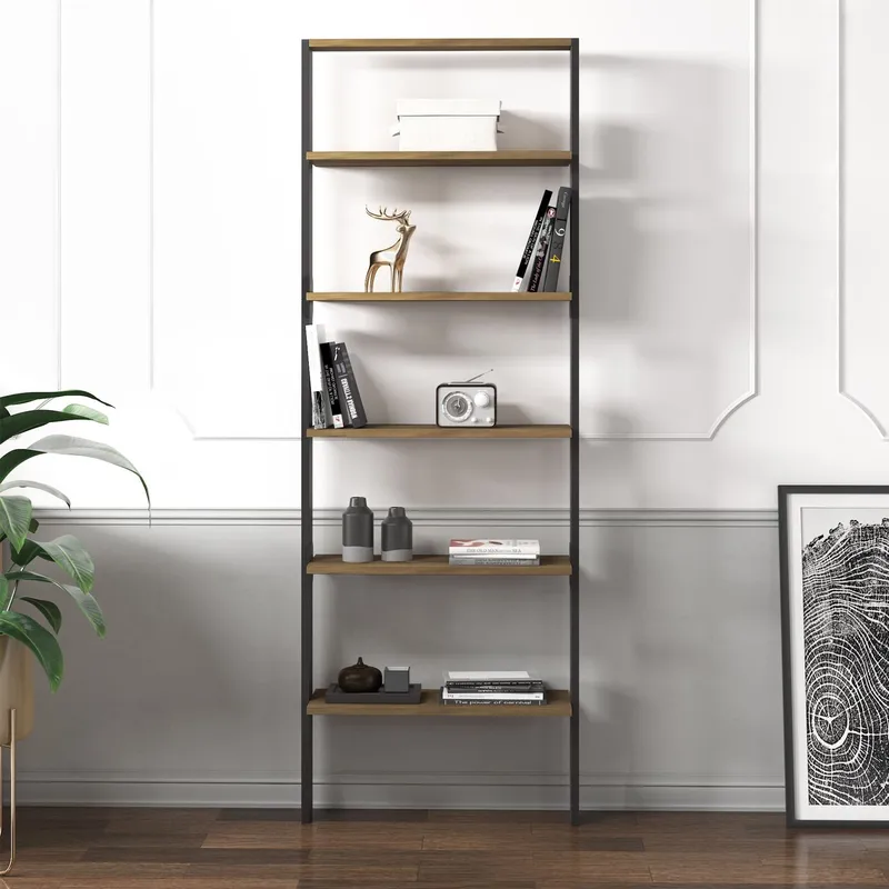 Branik kirjahylly 61x180x25 cm - Antrasiitti ja antiikkipähkinä - Säilytys - Hylly - Kirjahylly