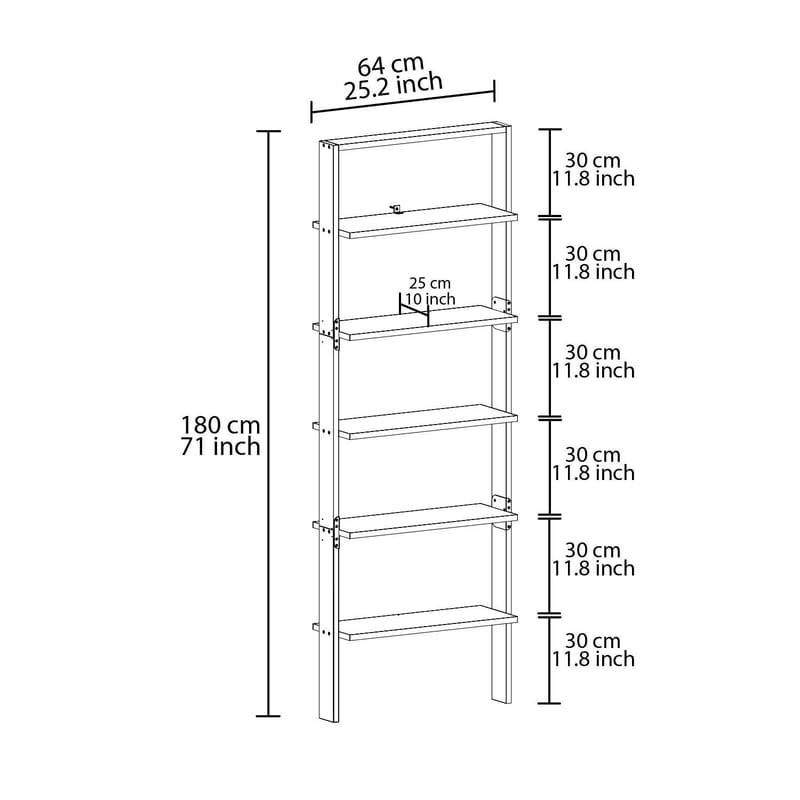 Branik kirjahylly 61x180x25 cm - Travertiini ja antrasiitti - Säilytys - Hylly - Kirjahylly