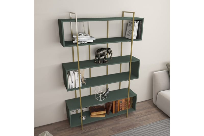 Bruti Kirjahylly 120 cm - Kulta/Vihreä - Säilytys - Hylly - Kirjahylly