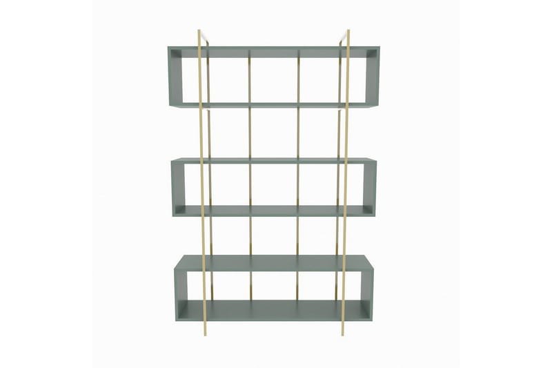 Bruti kirjahylly 120 cm maalattua puuta, Vihreä|Keltainen