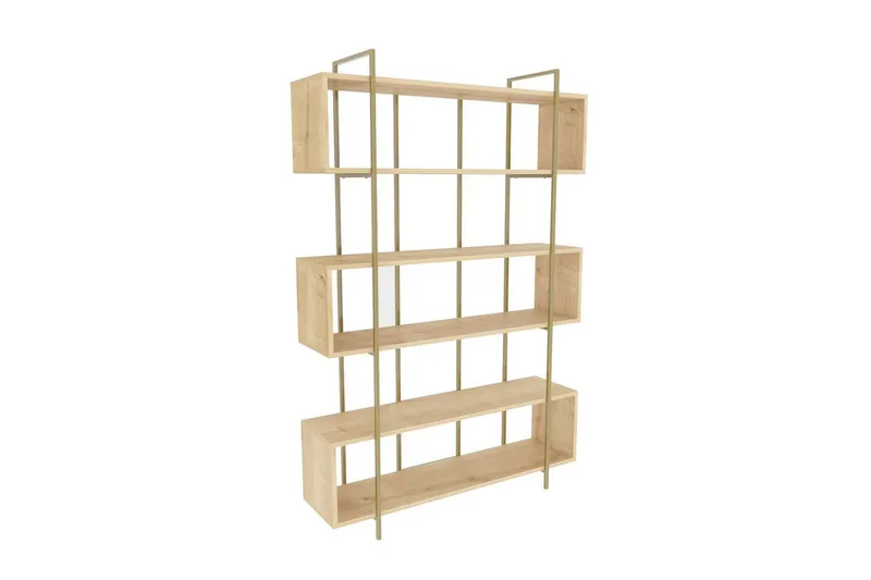 Bruti kirjahylly 120 cm tammea, Ruskea|Keltainen