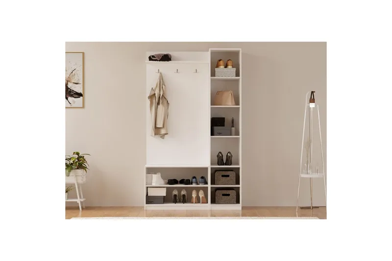 Caeton Hyllyjärjestelmä 200 cm - Matta Valkoinen - Säilytys - Hylly - Hyllyjärjestelmä