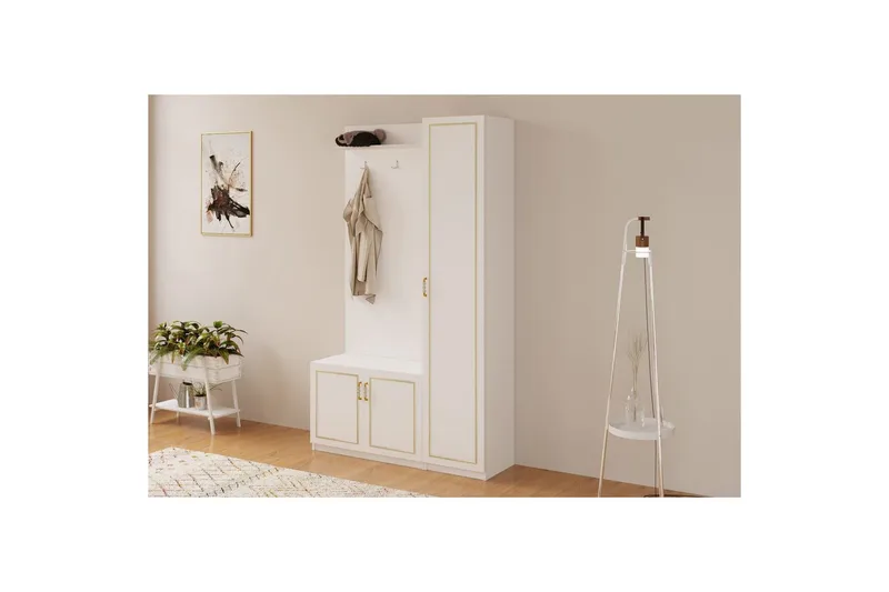 Caeton Hyllyjärjestelmä 200 cm - Matta Valkoinen - Säilytys - Hylly - Hyllyjärjestelmä