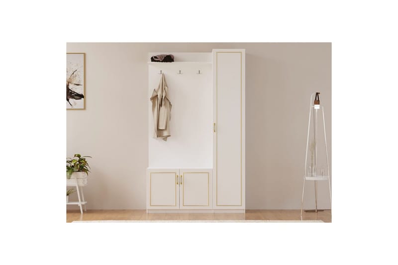 Caeton Hyllyjärjestelmä 200 cm - Matta Valkoinen - Säilytys - Kaappi - Säilytyskaappi