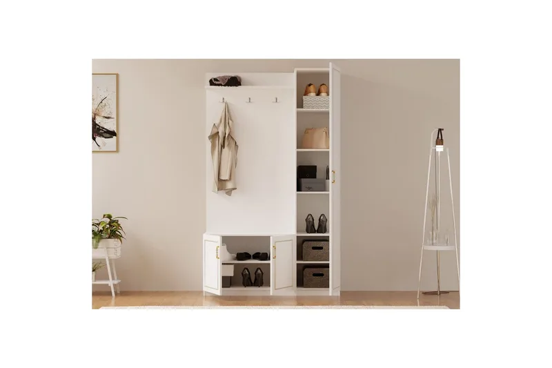 Caeton Hyllyjärjestelmä 200 cm - Matta Valkoinen - Säilytys - Hylly - Hyllyjärjestelmä